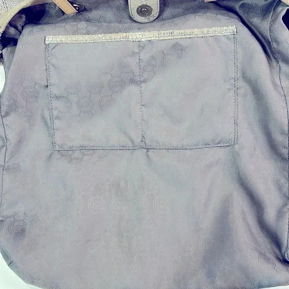 Michael Kors Silver Metallic Snakeprint Shoulder Tote Bag - Picture 7 of 8